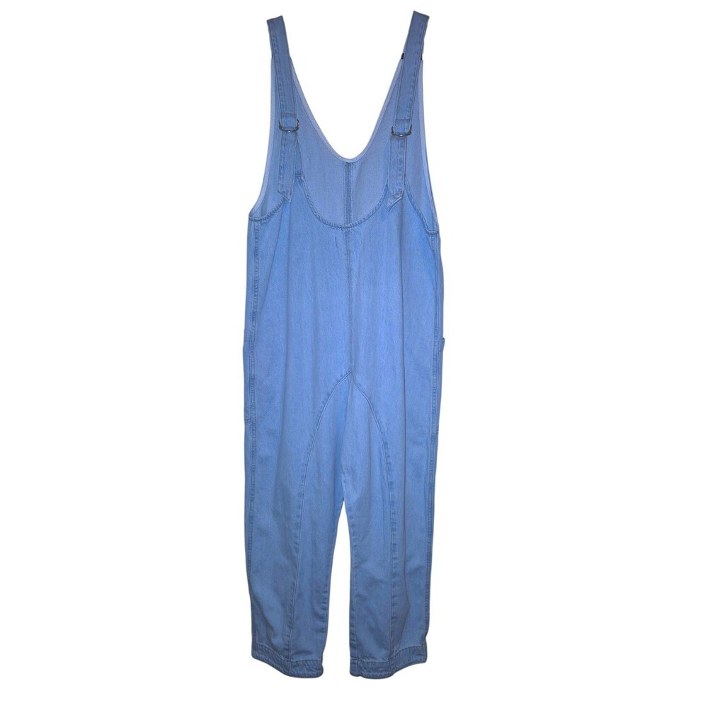 Free People High Roller Railroad Jumpsuit Size Small Harem Bohemian Blues - Picture 7 of 7